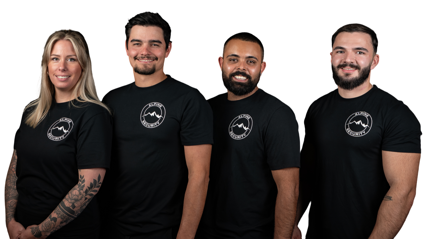 Das Team von Alpine Security Davos in schwarzen Shirts